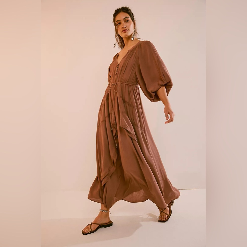 NWT Free People Plenty of Love maxi dress in chocolate brown